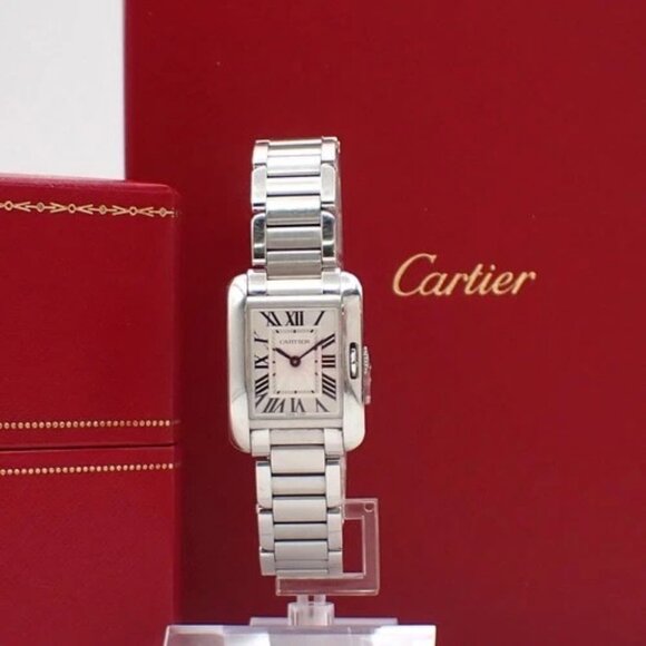 CARTIER Tank Anglaise SM Wrist Watch W5310022 Stainless Steel Silver 399LC619